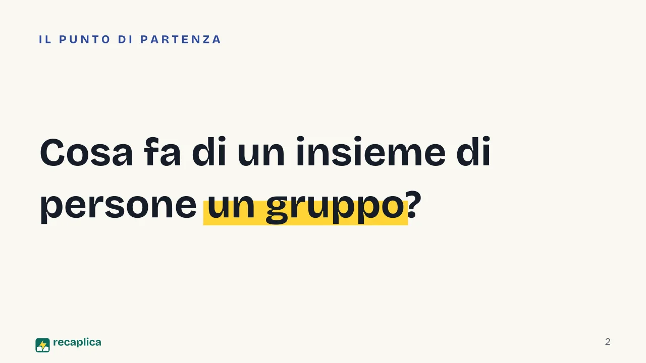 Slide 2 della presentazione su Kurt Lewin, la teoria del campo e la dinamica di gruppo: Cosa fa di un insieme di persone un gruppo?