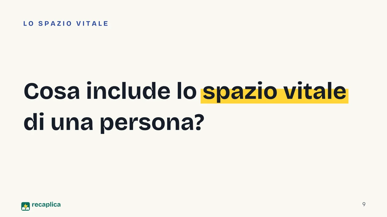 Slide 9 della presentazione su Kurt Lewin, la teoria del campo e la dinamica di gruppo: Cosa include lo spazio vitale di una persona?