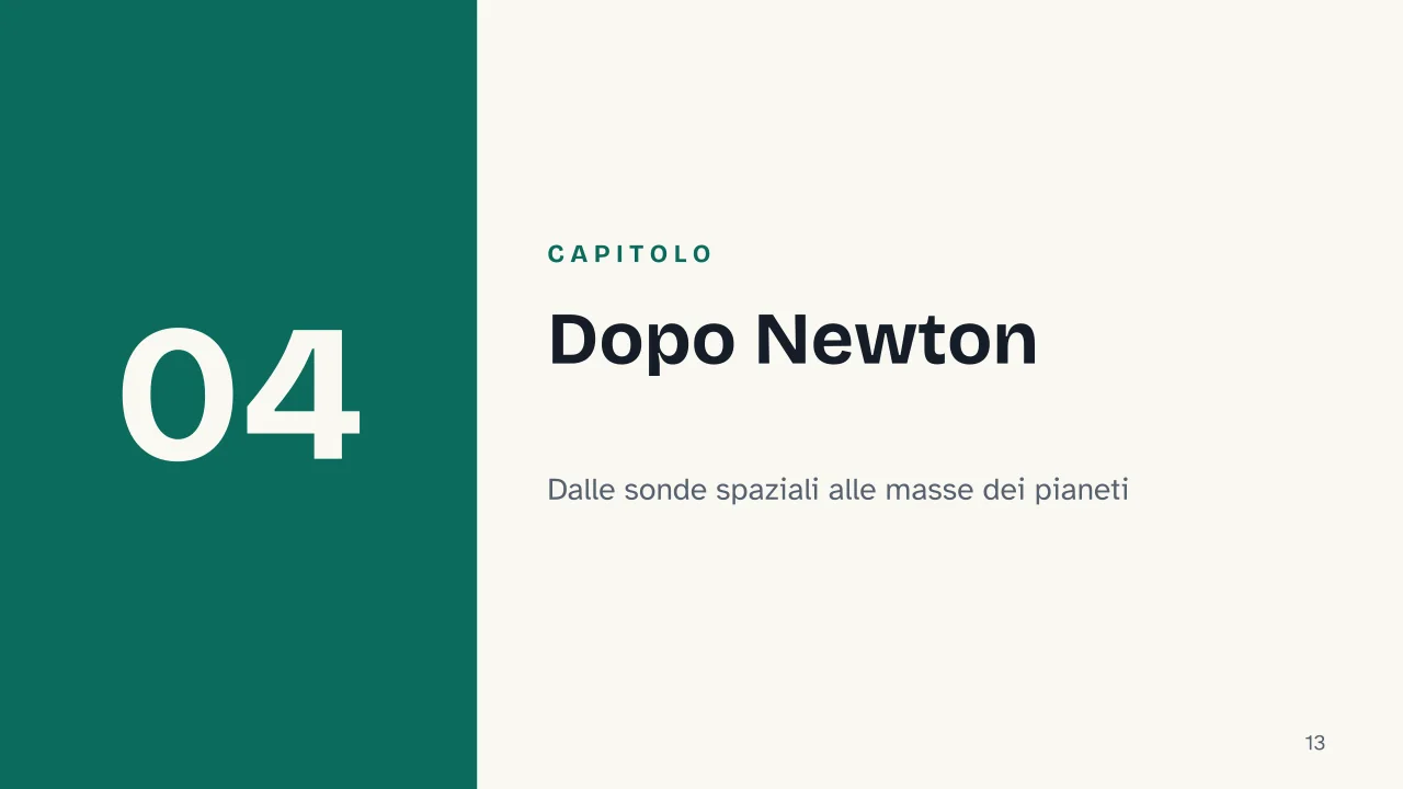 Slide 13 della presentazione su Legge di gravitazione universale: Capitolo 04: Dopo Newton