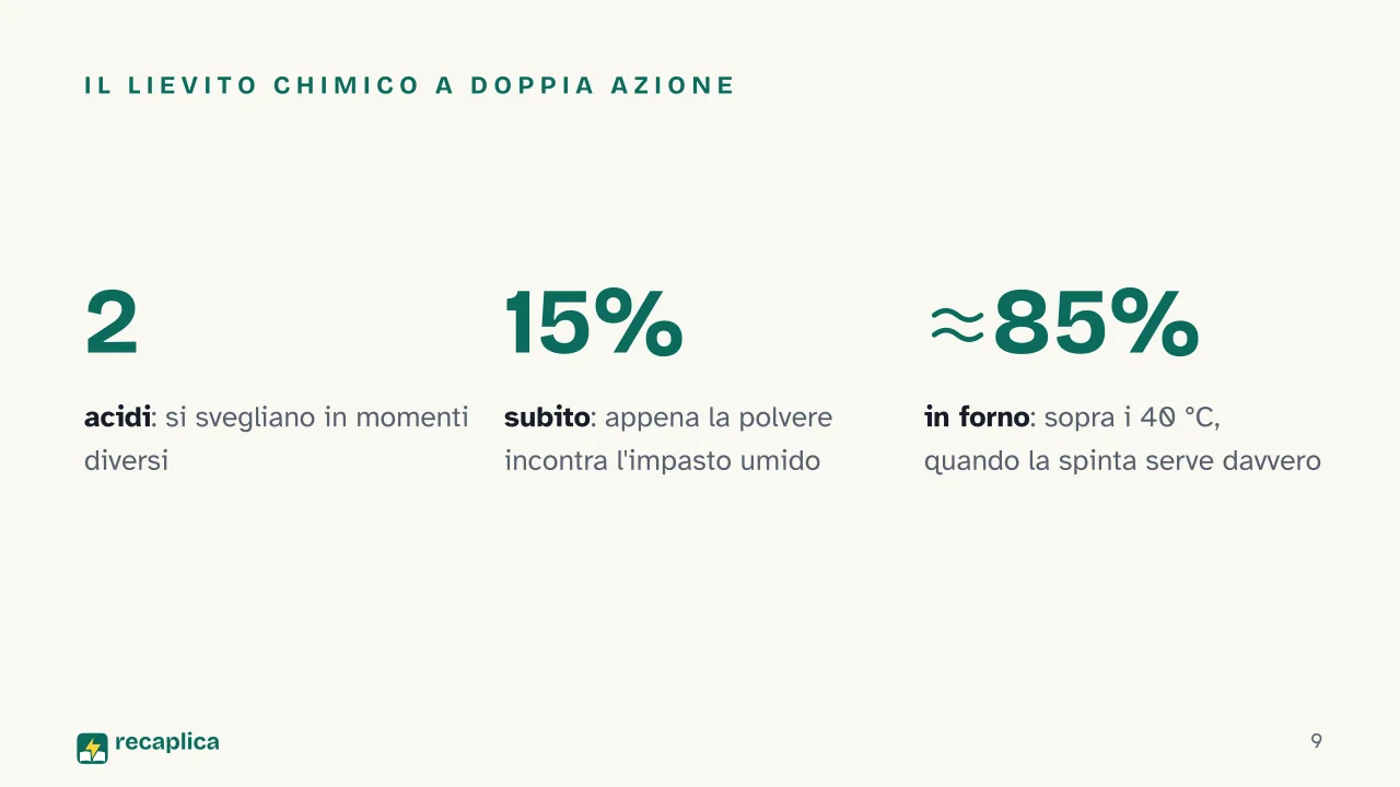 Slide 9 della presentazione su La lievitazione: Il lievito chimico a doppia azione
