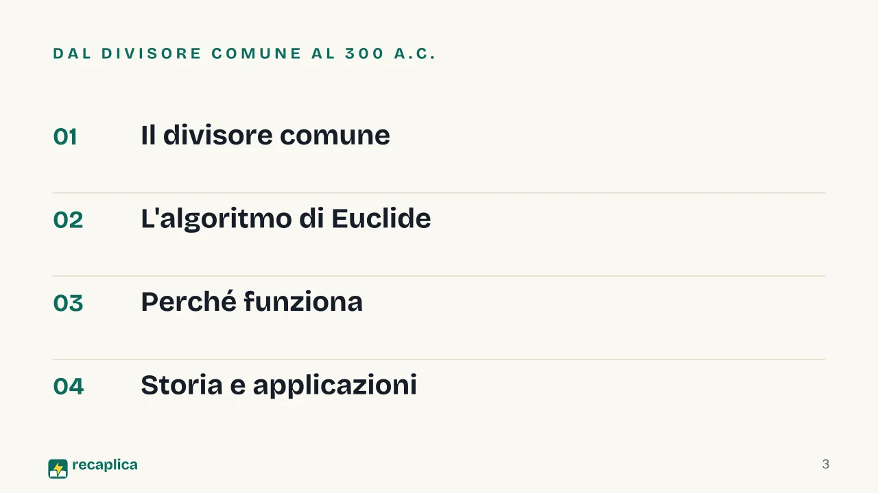 Slide 3 della presentazione su Massimo comune divisore: Dal divisore comune al 300 a.C.