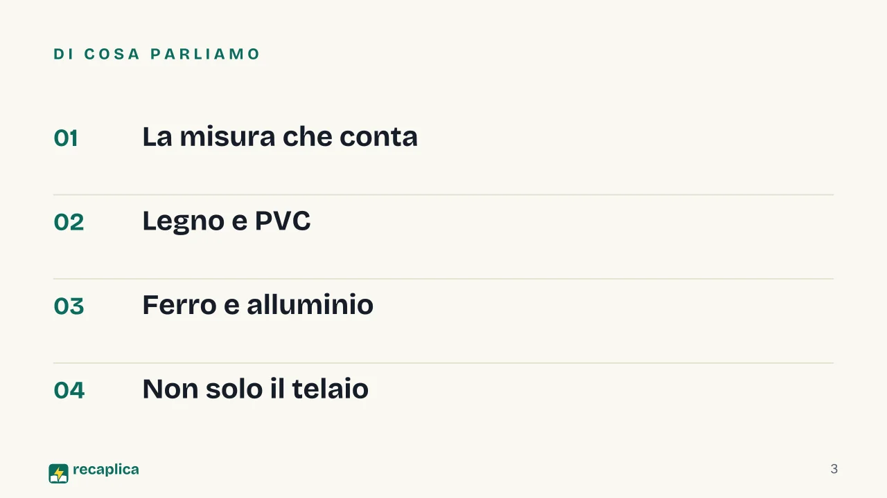 Slide 3 della presentazione su Materiali per infissi: Di cosa parliamo