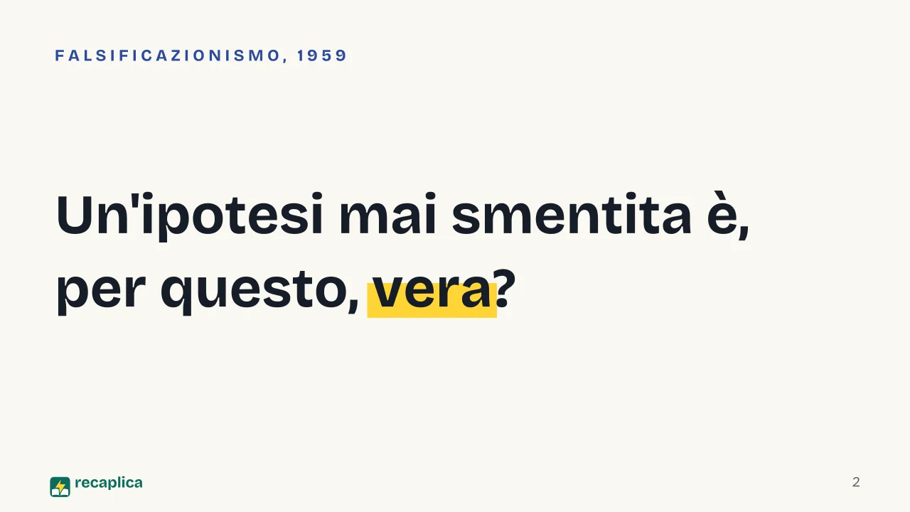 Slide 2 della presentazione su Metodo scientifico: Un'ipotesi mai smentita è, per questo, vera?