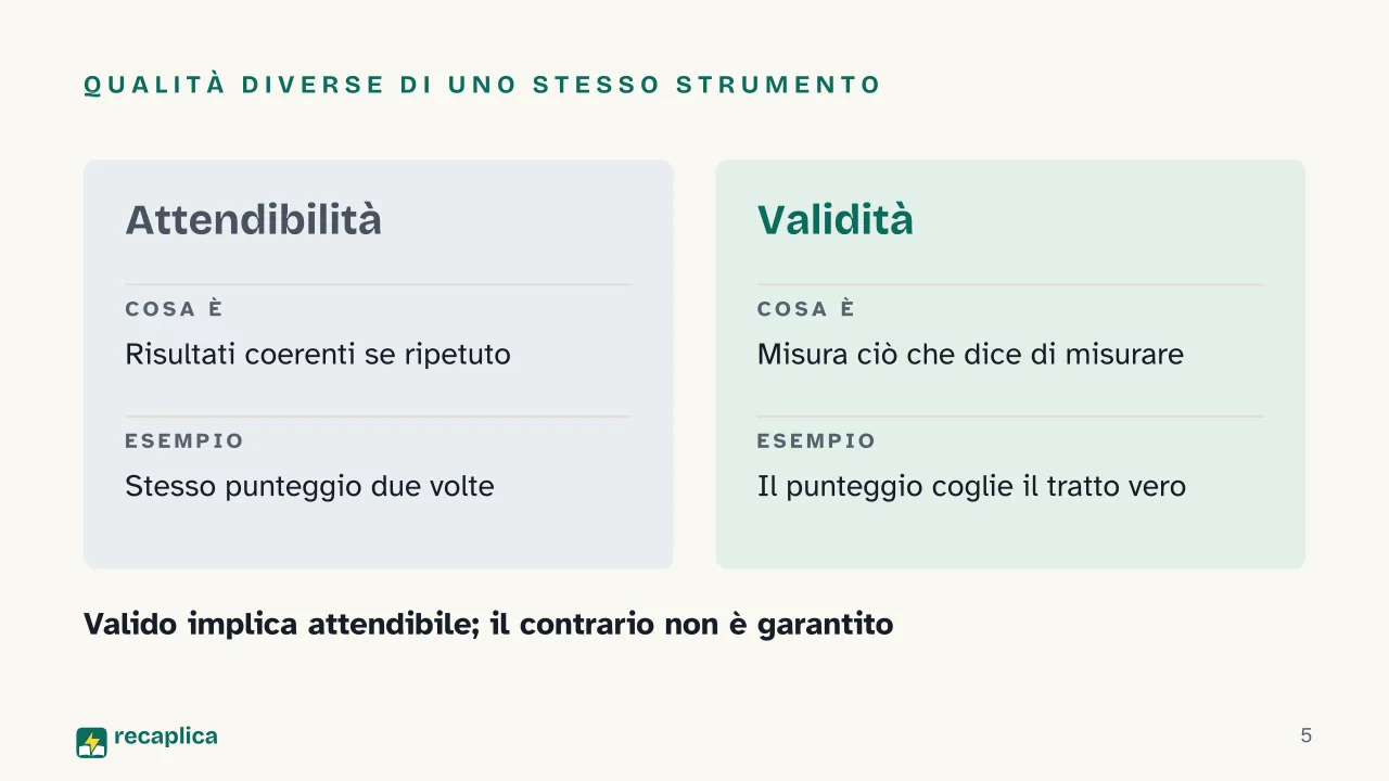 Slide 5 della presentazione su Metodologia della ricerca in psicologia: Qualità diverse di uno stesso strumento