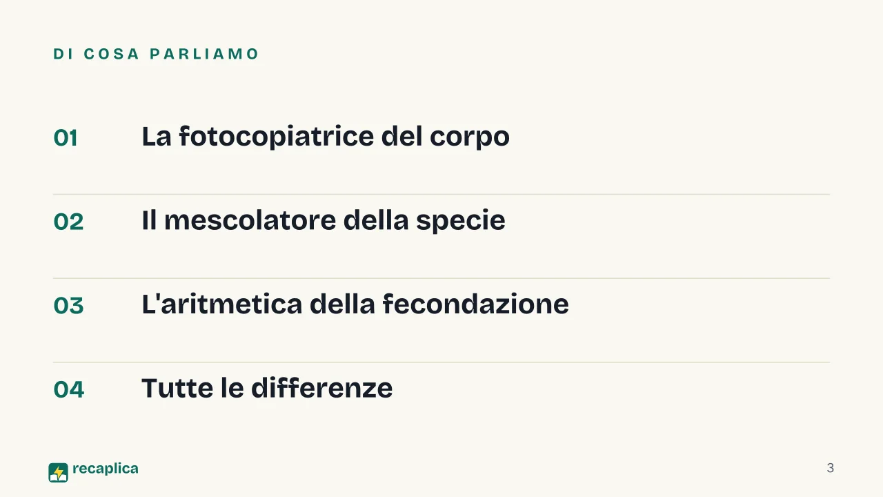 Slide 3 della presentazione su Mitosi e meiosi: Di cosa parliamo