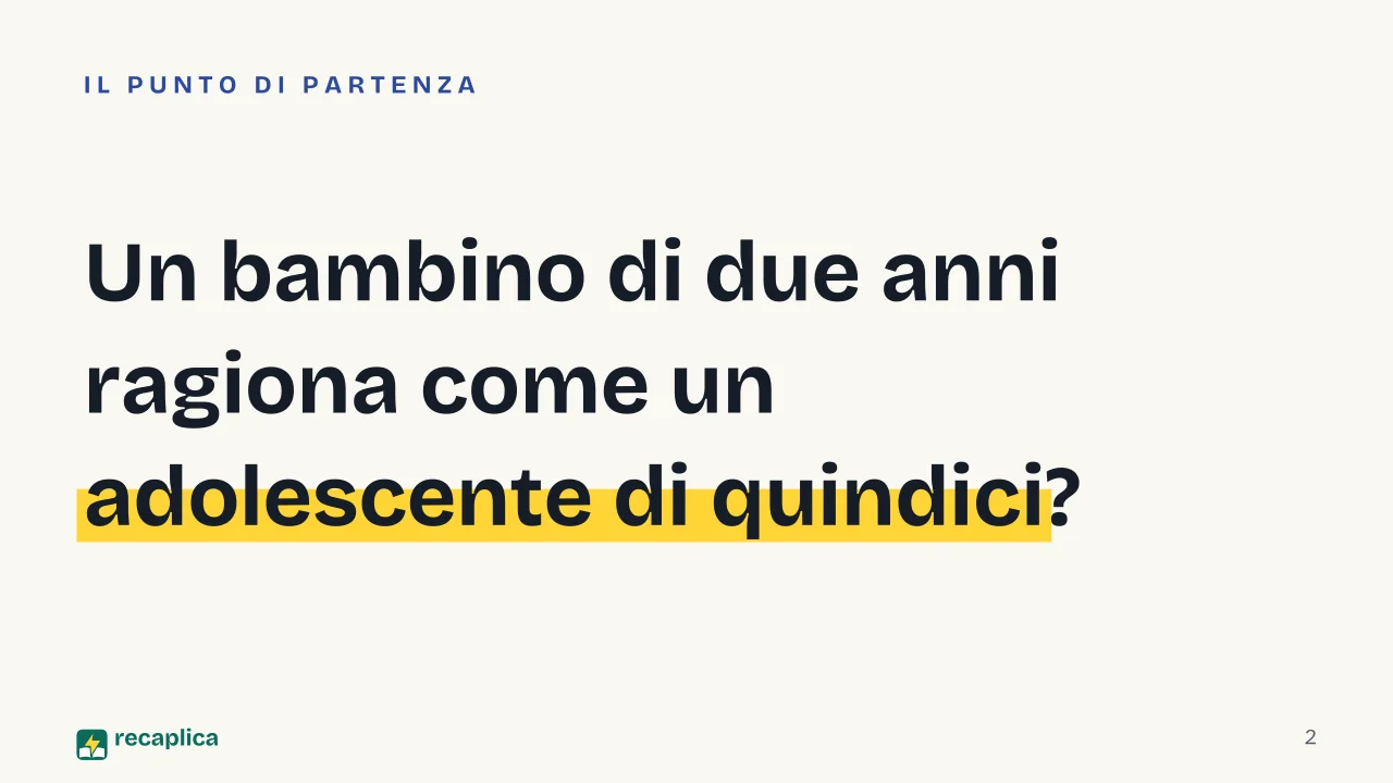 Slide 2 della presentazione su Jean Piaget: Un bambino di due anni ragiona come un adolescente di quindici?