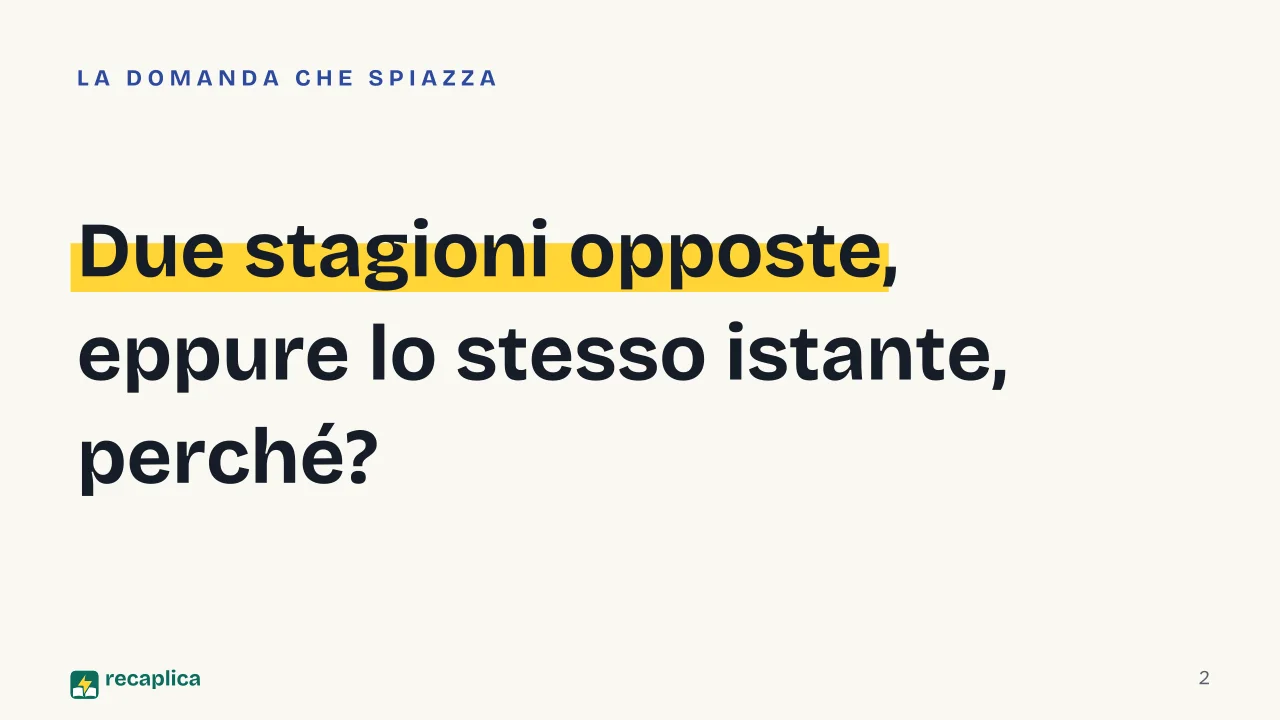 Slide 2 della presentazione su Primavera: Due stagioni opposte, eppure lo stesso istante, perché?