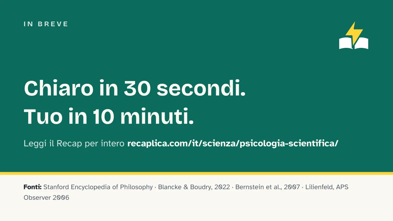 Slide 14 della presentazione su Psicologia scientifica: In breve
