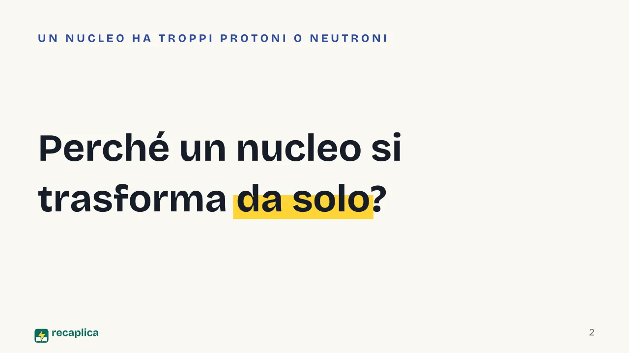 Slide 2 della presentazione su Radioattività: Perché un nucleo si trasforma da solo?