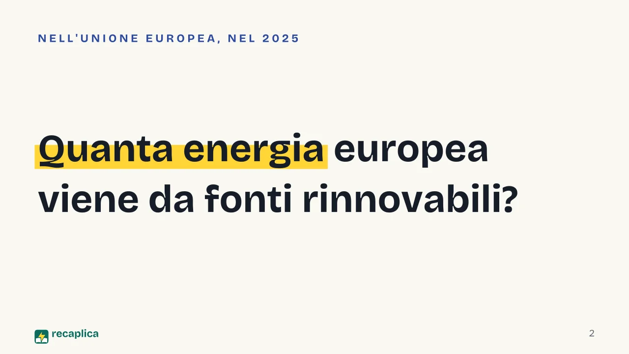 Slide 2 della presentazione su Sostenibilità energetica: Quanta energia europea viene da fonti rinnovabili?