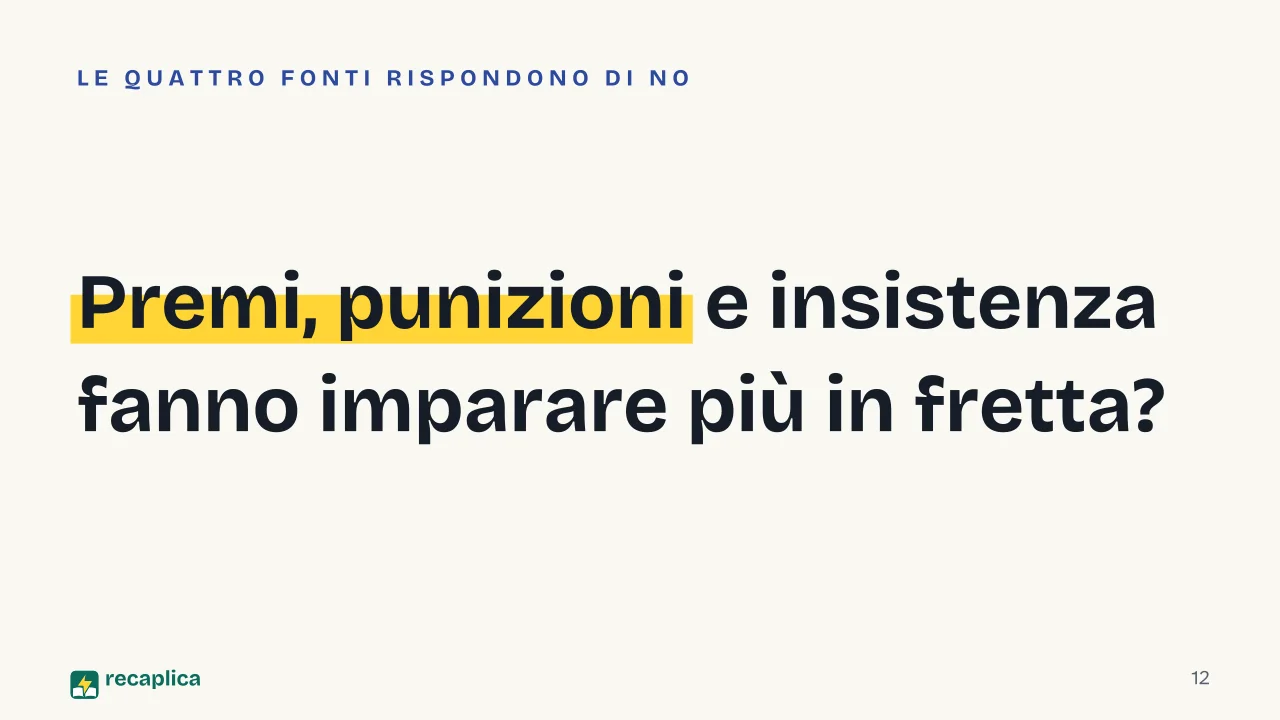 Slide 12 della presentazione su Spannolinamento: Premi, punizioni e insistenza fanno imparare più in fretta?