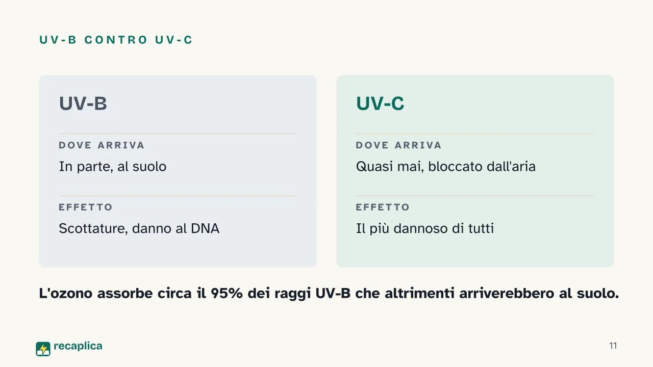 Slide 11 della presentazione su Spettro elettromagnetico: UV-B contro UV-C