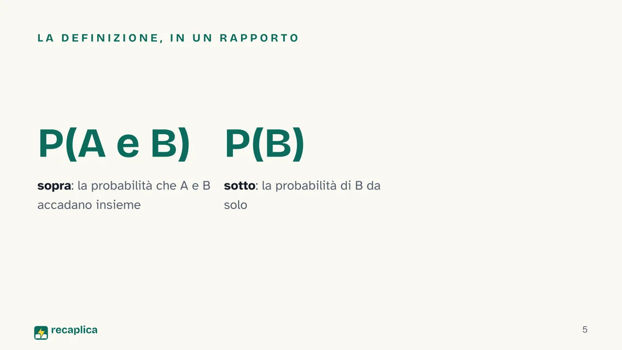 Slide 5 della presentazione su Teorema di Bayes: La definizione, in un rapporto