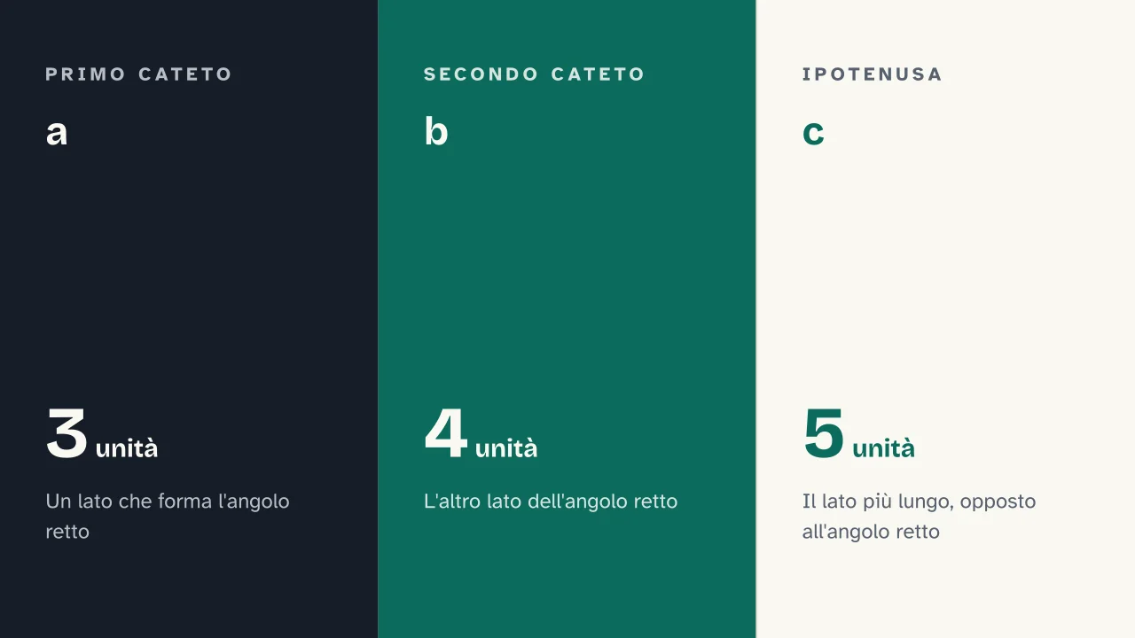 Slide 5 della presentazione su Teorema di Pitagora: a · b · c