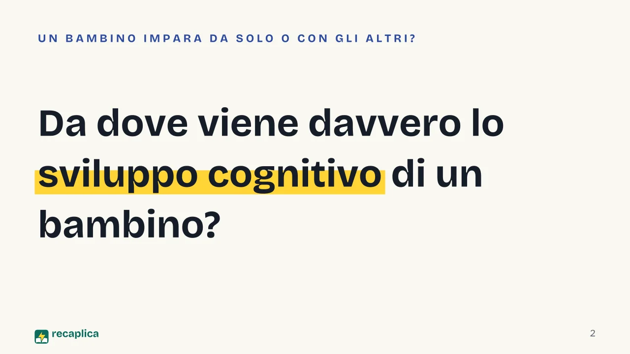 Slide 2 della presentazione su Teoria socioculturale di Vygotskij: Da dove viene davvero lo sviluppo cognitivo di un bambino?