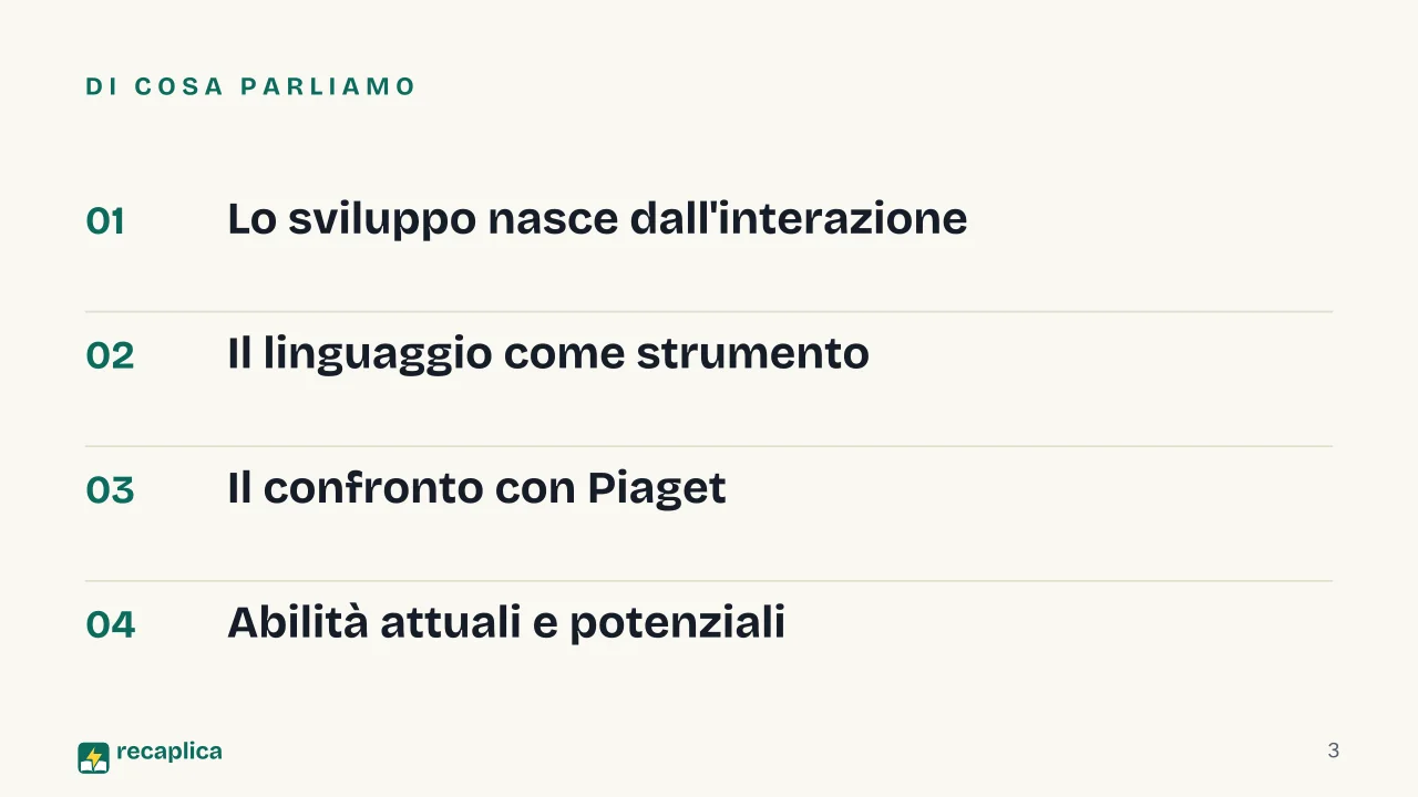 Slide 3 della presentazione su Teoria socioculturale di Vygotskij: Di cosa parliamo