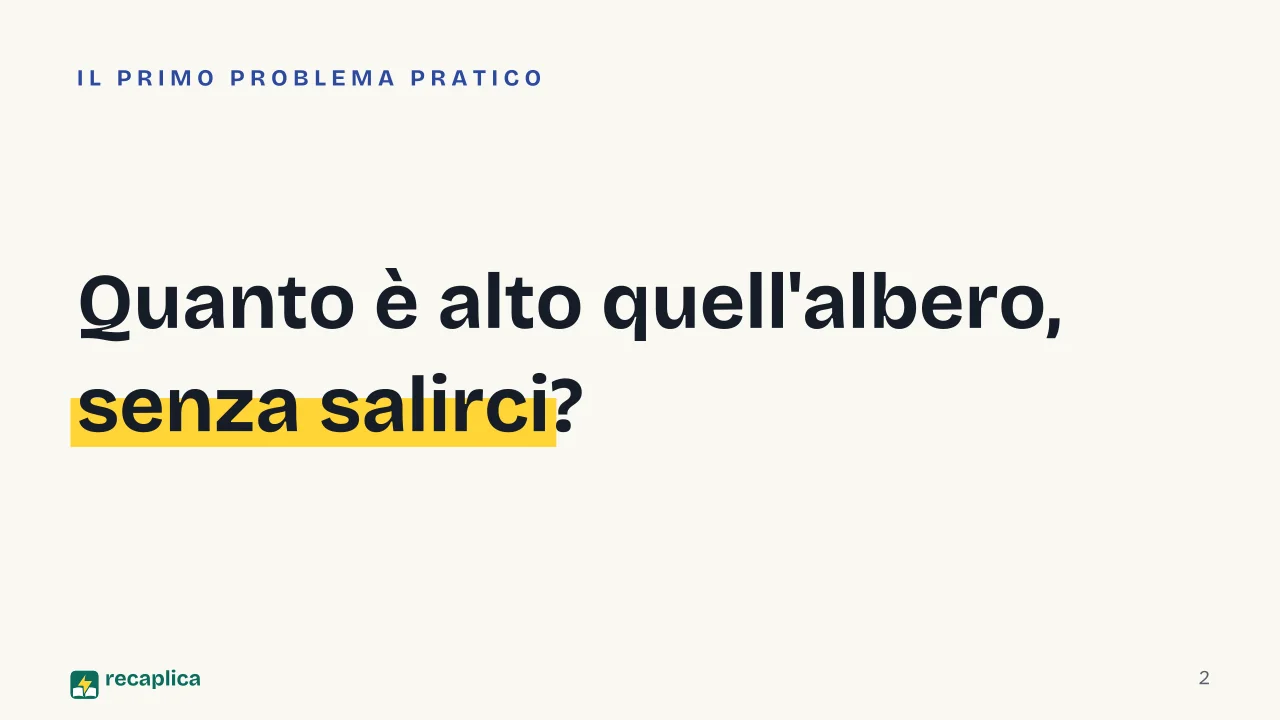 Slide 2 della presentazione su Trigonometria: Quanto è alto quell'albero, senza salirci?