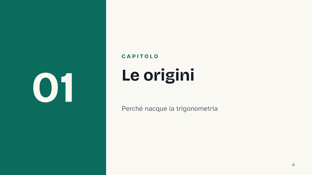Slide 4 della presentazione su Trigonometria: Capitolo 01: Le origini
