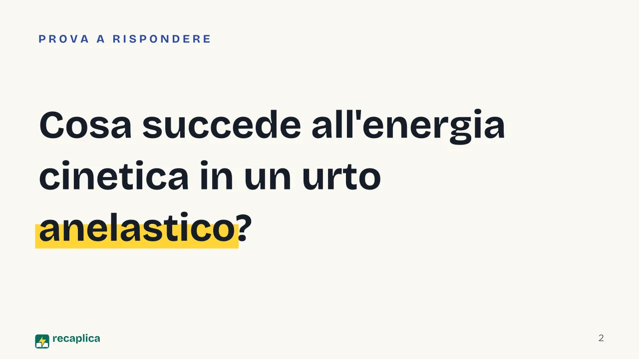 Slide 2 della presentazione su Urto anelastico e urto elastico: Cosa succede all'energia cinetica in un urto anelastico?