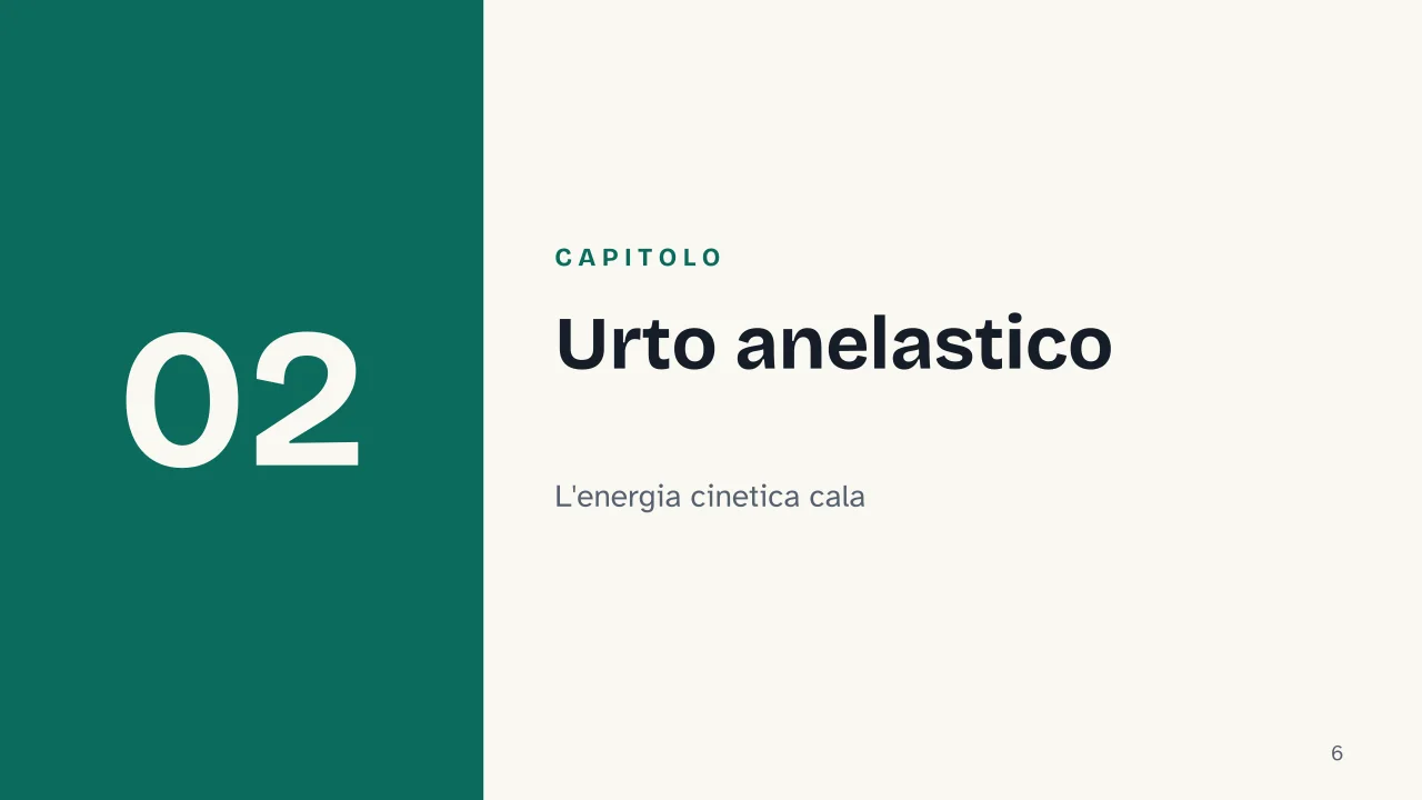 Slide 6 della presentazione su Urto anelastico e urto elastico: Capitolo 02: Urto anelastico