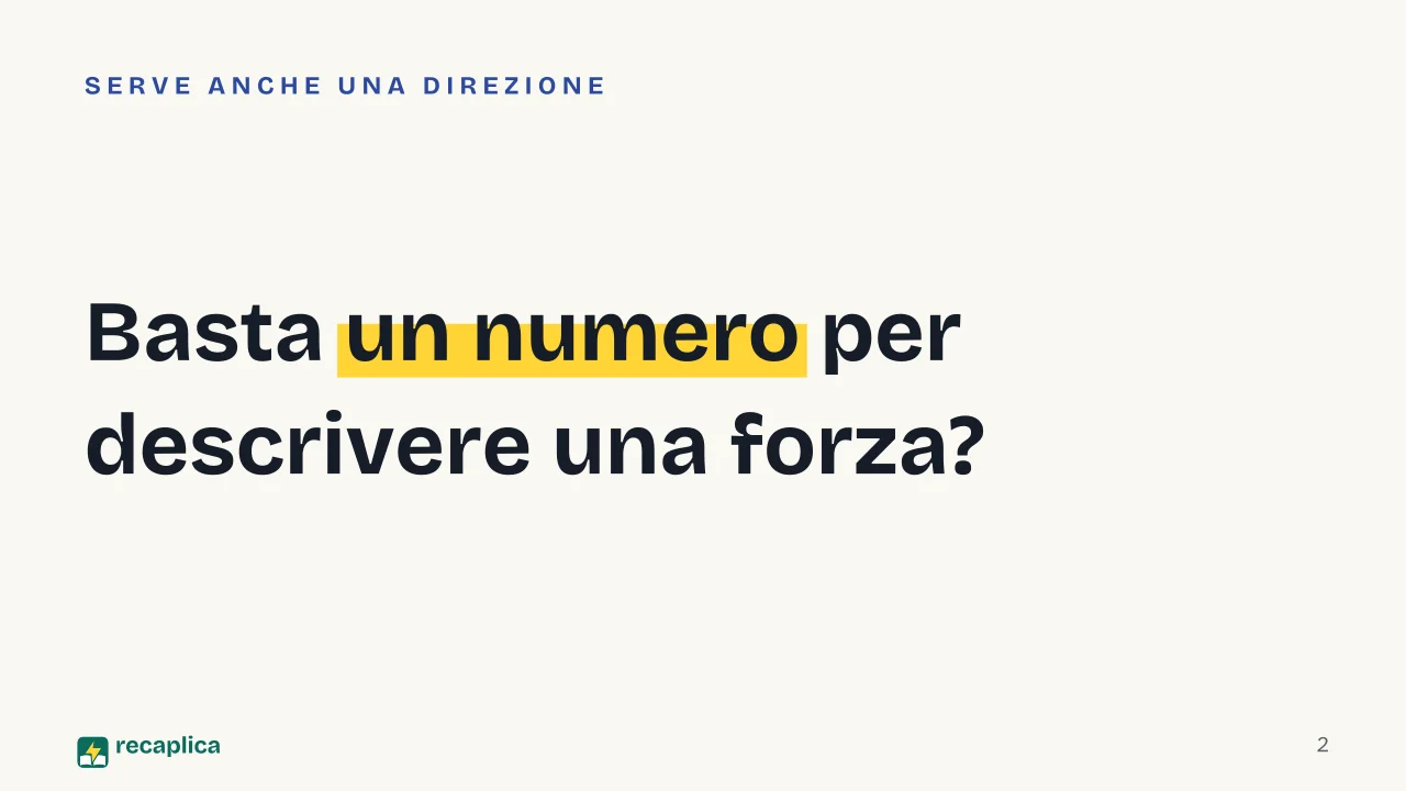 Slide 2 della presentazione su Vettori: Basta un numero per descrivere una forza?