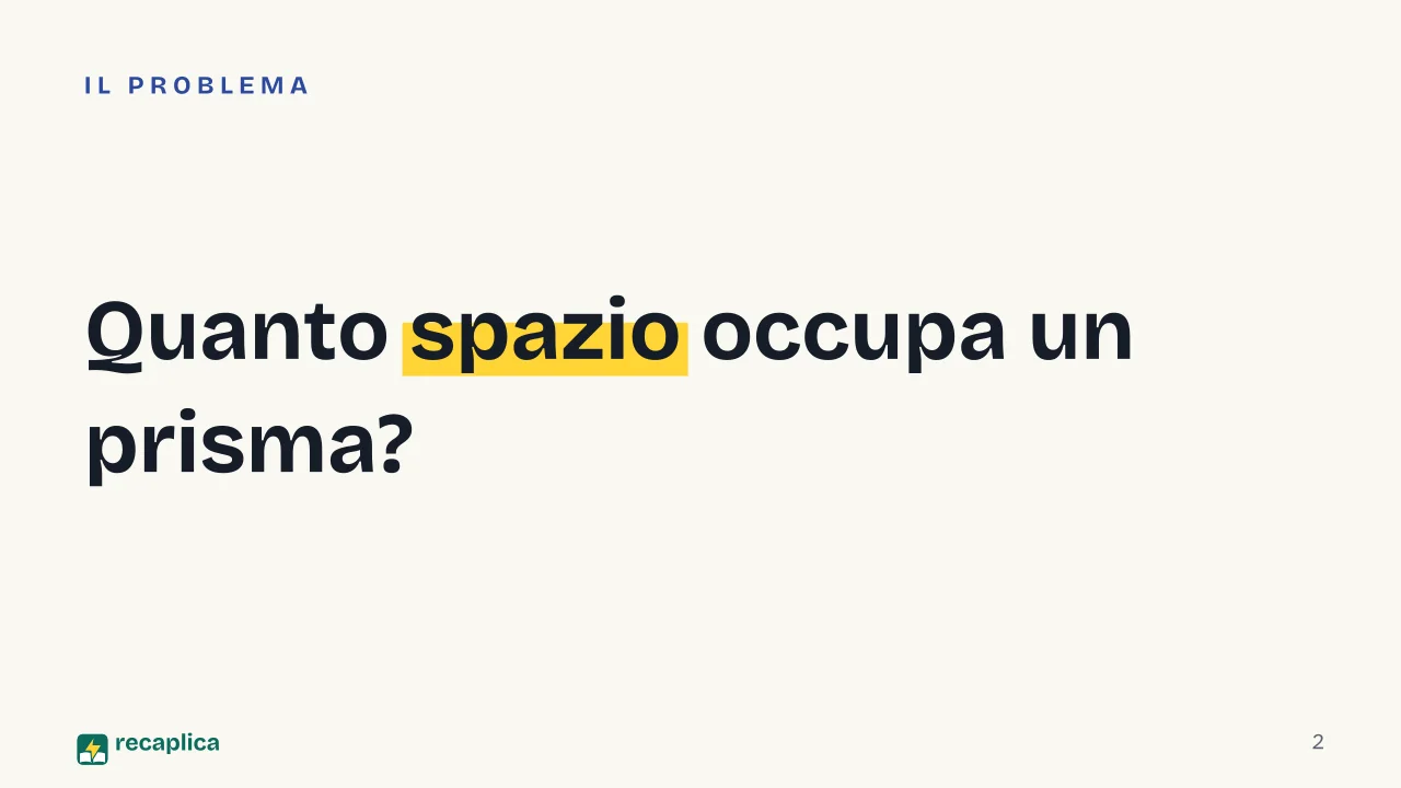 Slide 2 della presentazione su Volume del prisma: Quanto spazio occupa un prisma?