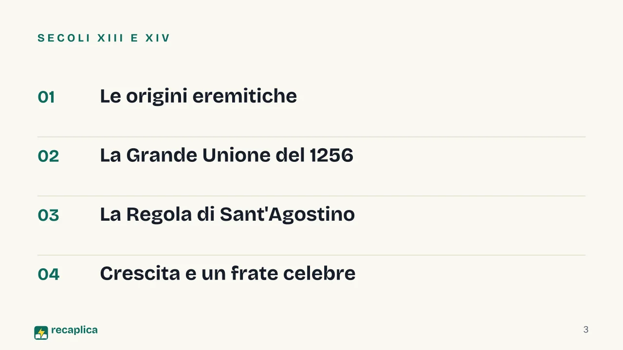 Slide 3 della presentazione su Agostiniani: Secoli XIII e XIV