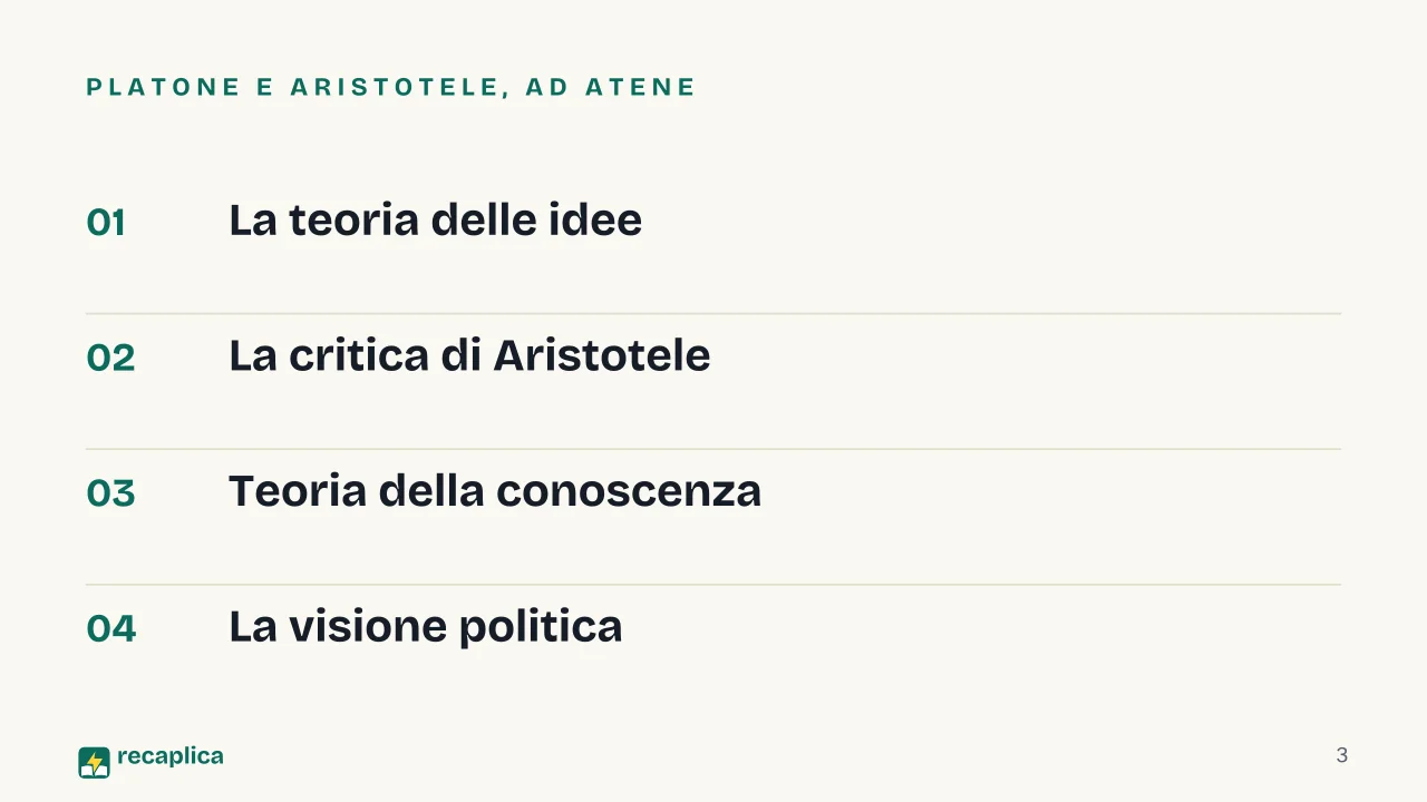 Slide 3 della presentazione su Aristotele e Platone: Platone e Aristotele, ad Atene