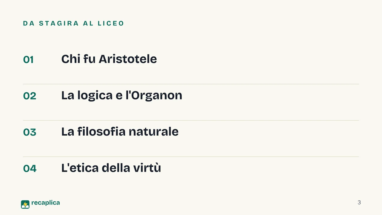 Slide 3 della presentazione su Aristotele: Da Stagira al Liceo