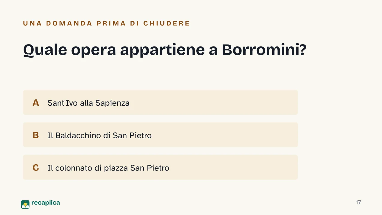 Slide 17 della presentazione su Barocco romano: Quale opera appartiene a Borromini?