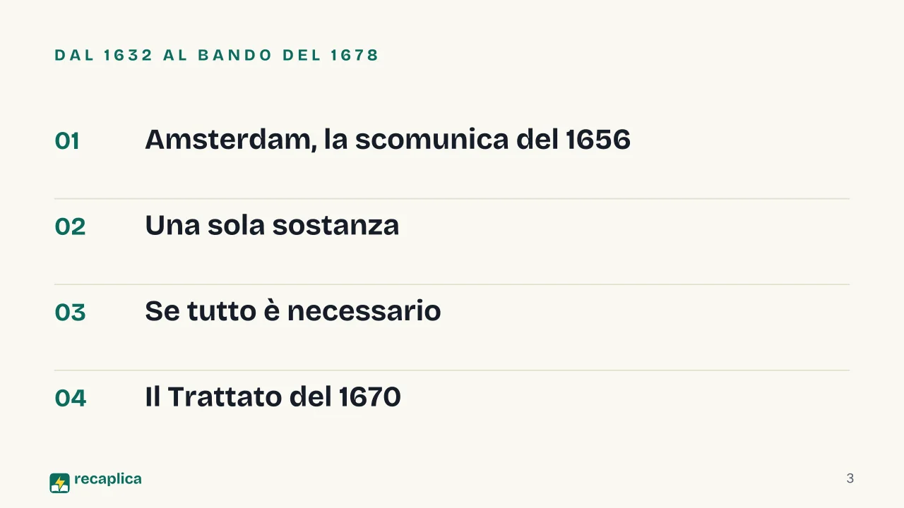 Slide 3 della presentazione su Spinoza: Dal 1632 al bando del 1678