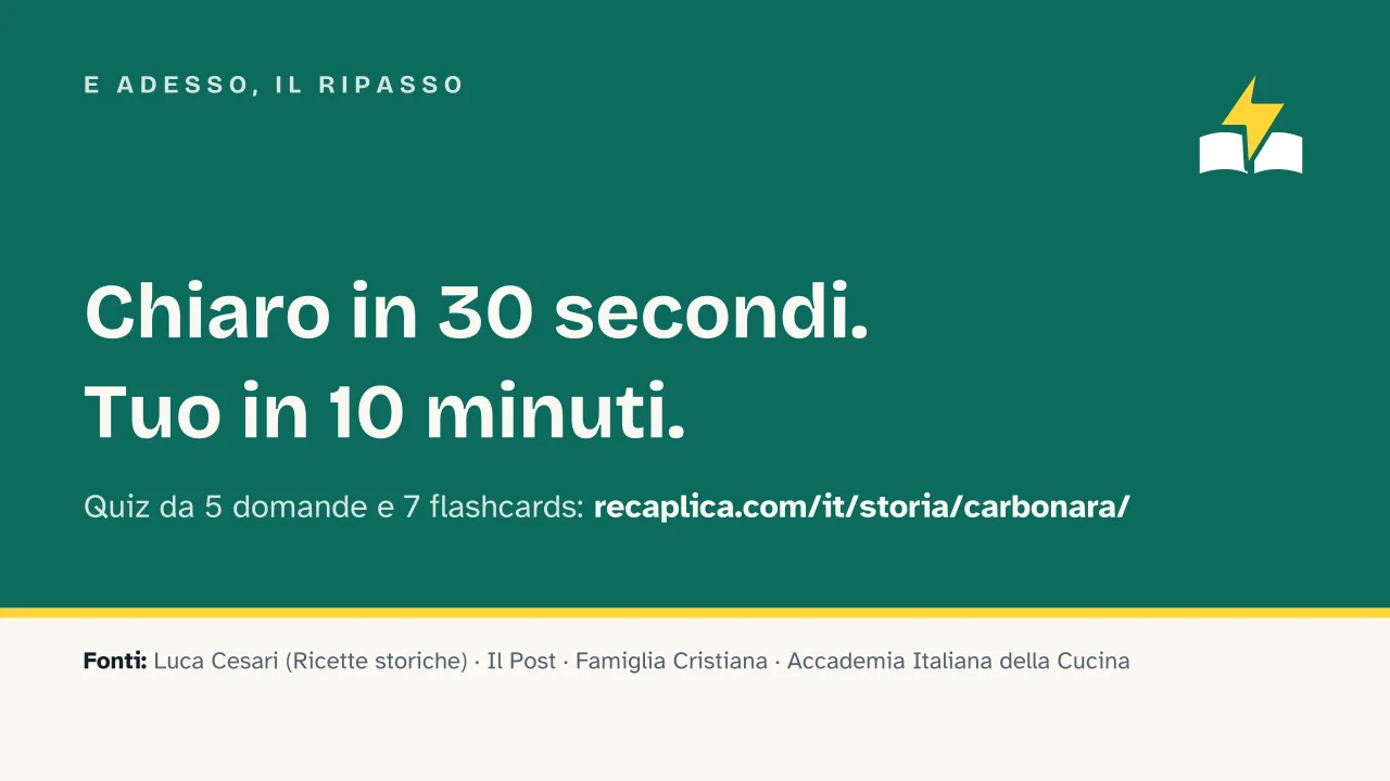 Slide 17 della presentazione su La carbonara: E adesso, il ripasso