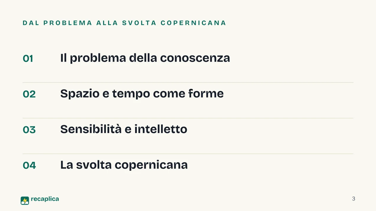 Slide 3 della presentazione su Critica della ragion pura di Kant: Dal problema alla svolta copernicana