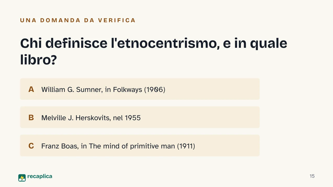 Slide 15 della presentazione su Definizione di cultura in antropologia, da Tylor a Geertz: Chi definisce l'etnocentrismo, e in quale libro?