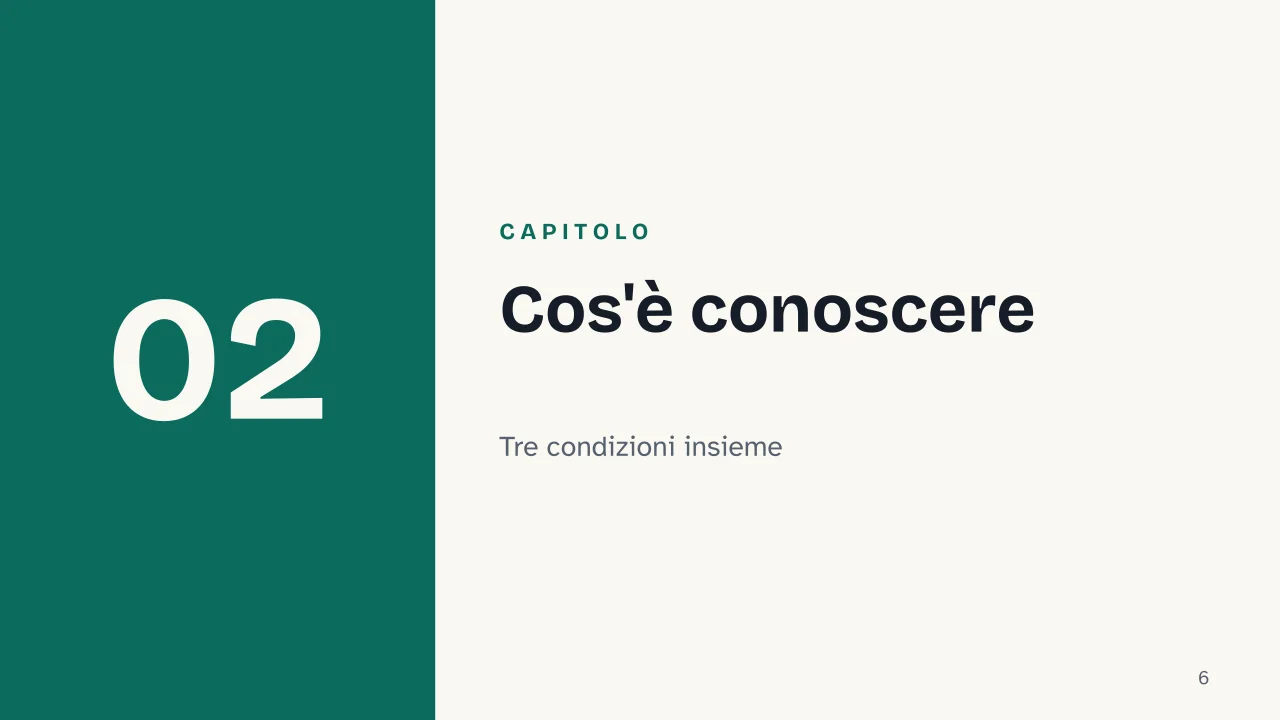 Slide 6 della presentazione su Epistemologia: Capitolo 02: Cos'è conoscere