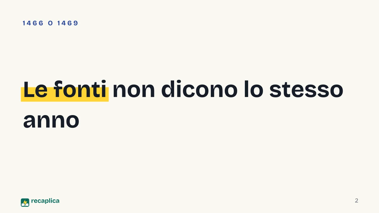 Slide 2 della presentazione su Erasmo da Rotterdam: Le fonti non dicono lo stesso anno