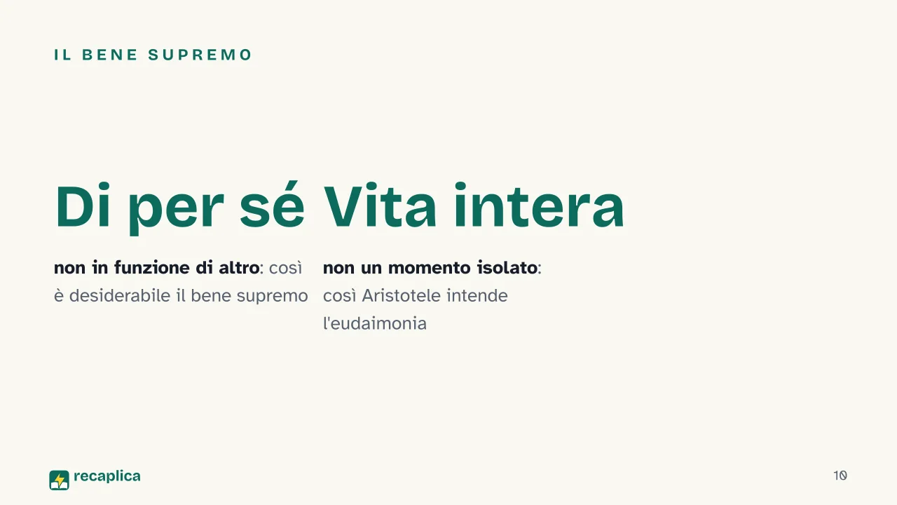 Slide 10 della presentazione su Etica Nicomachea: Il bene supremo