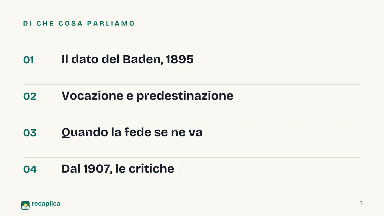 Slide 3 della presentazione su L'etica protestante e lo spirito del capitalismo: Di che cosa parliamo
