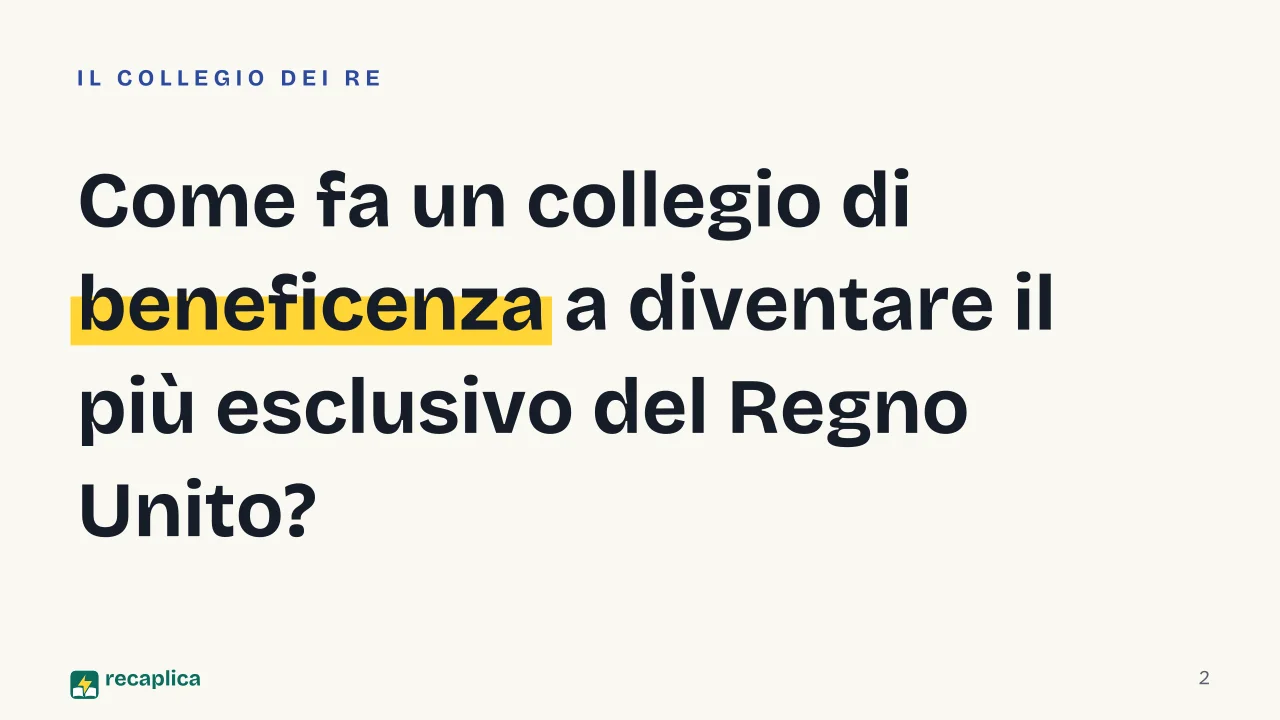 Slide 2 della presentazione su Eton College: Come fa un collegio di beneficenza a diventare il più esclusivo del Regno Unito?