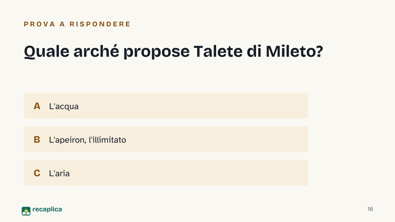 Slide 16 della presentazione su Filosofi presocratici: Quale arché propose Talete di Mileto?