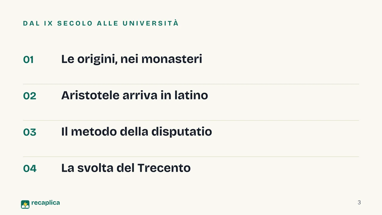 Slide 3 della presentazione su Filosofia scolastica: Dal IX secolo alle università