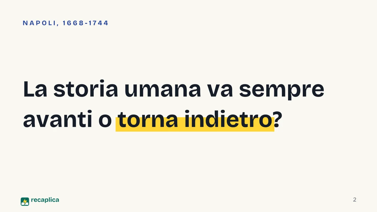 Slide 2 della presentazione su Giambattista Vico: La storia umana va sempre avanti o torna indietro?