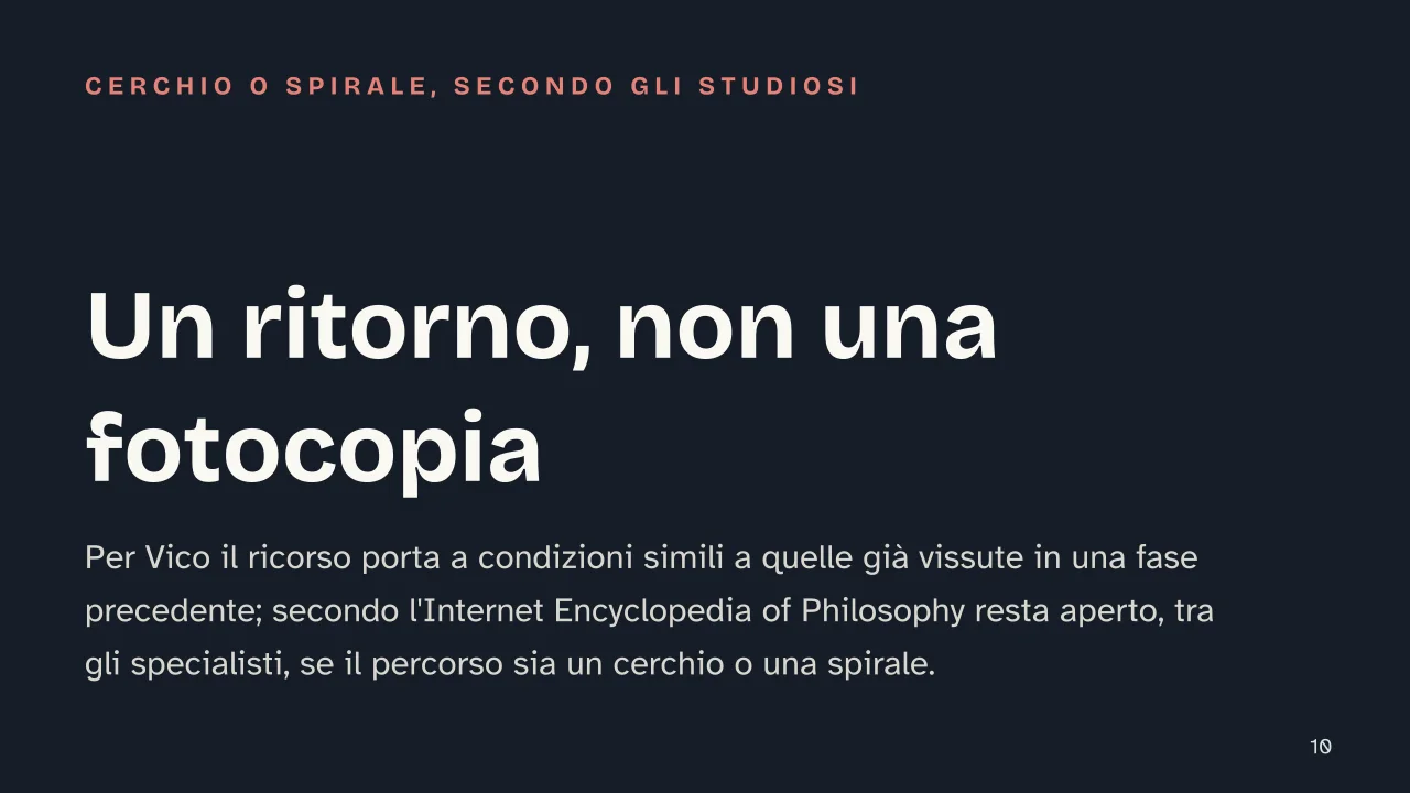 Slide 10 della presentazione su Giambattista Vico: Un ritorno, non una fotocopia