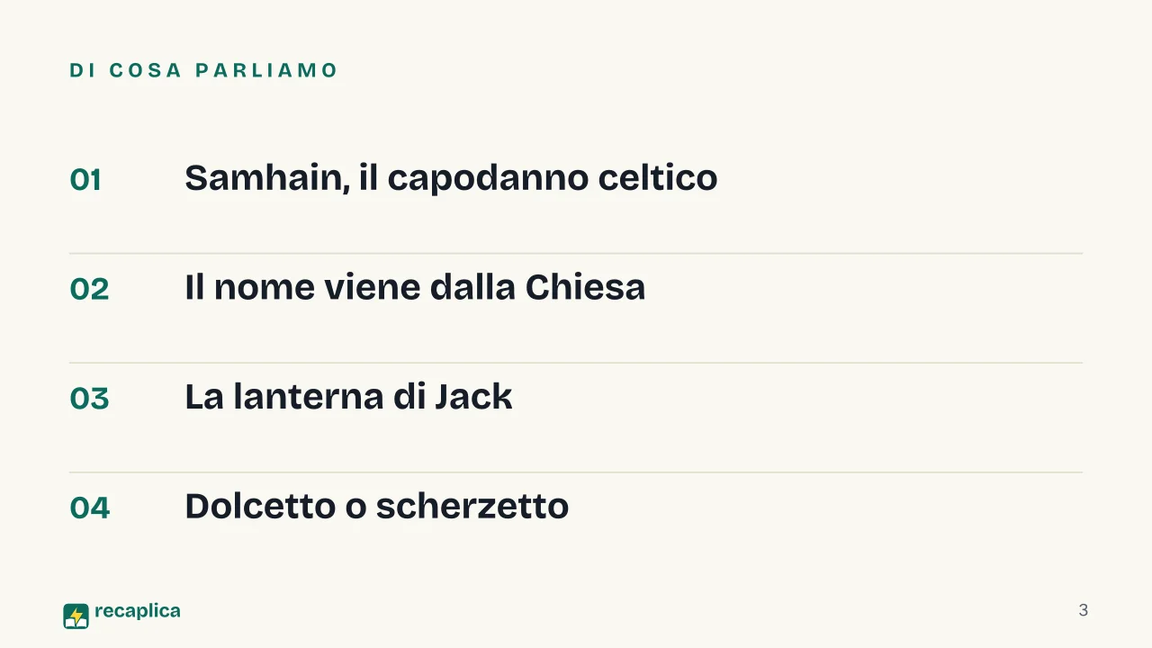 Slide 3 della presentazione su Halloween: Di cosa parliamo