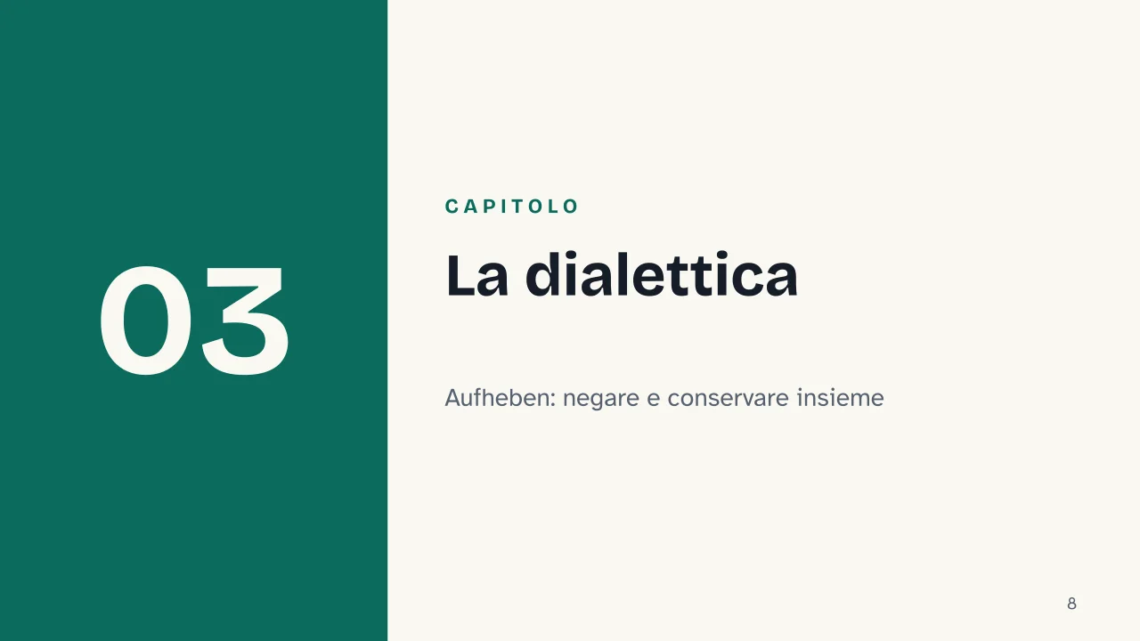 Slide 8 della presentazione su Hegel e l'idealismo tedesco: Capitolo 03: La dialettica