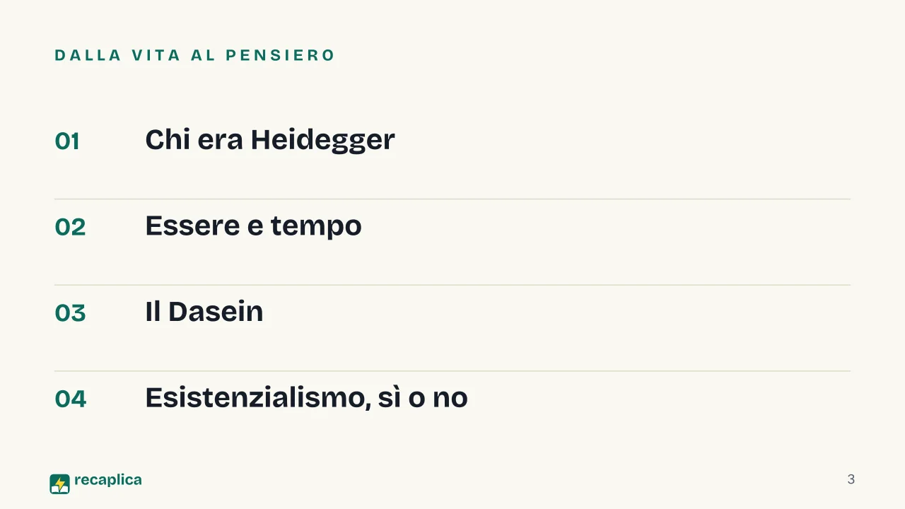 Slide 3 della presentazione su Heidegger: Dalla vita al pensiero