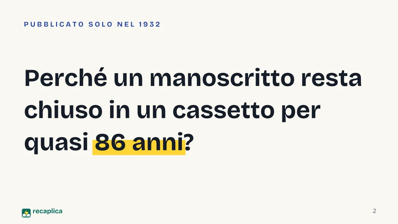 Slide 2 della presentazione su L'ideologia tedesca di Marx ed Engels: Perché un manoscritto resta chiuso in un cassetto per quasi 86 anni?