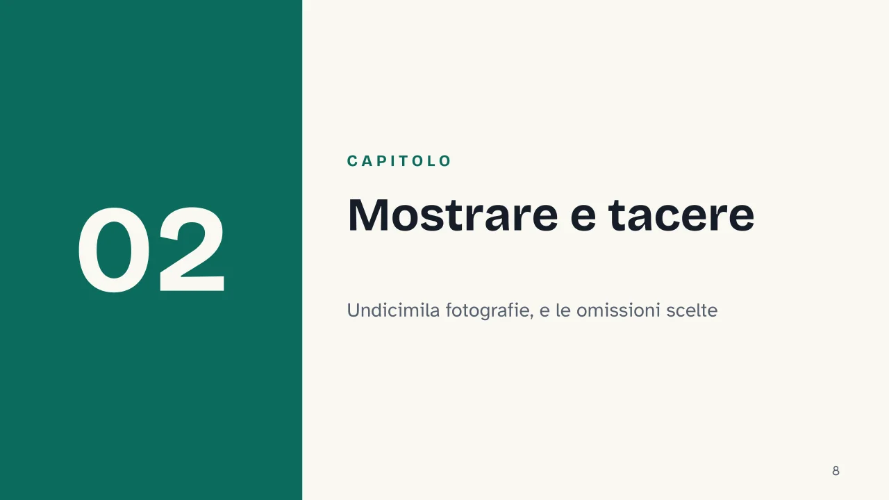 Slide 8 della presentazione su Il mito di Mussolini: Capitolo 02: Mostrare e tacere