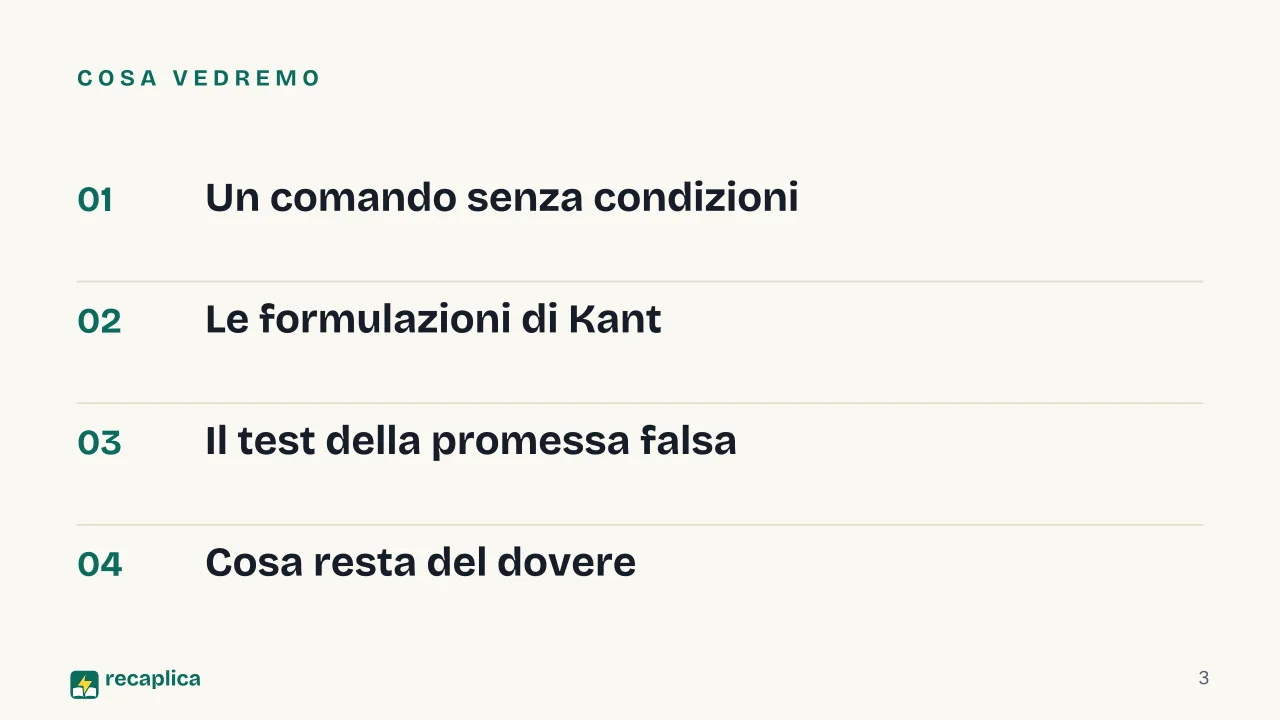 Slide 3 della presentazione su Imperativo categorico: Cosa vedremo