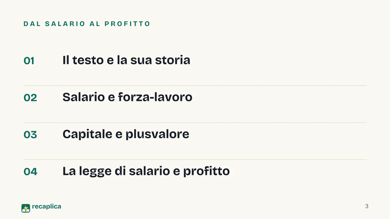 Slide 3 della presentazione su Lavoro salariato e capitale: Dal salario al profitto